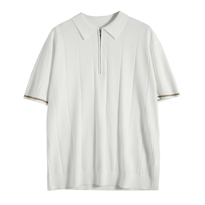 Men’s Classic Polo Shirt – Short Sleeve – Slim Fit – Cotton – Summer Casual Style – Navy Blue – White – Work & Golf Wear – M–XXL