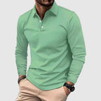 Men’s Long Sleeve Polo Shirt – Casual Smart Fit – Cotton Blend – Button Collar – Lightweight – Fall Office & Golf Style – Sizes S–3XL