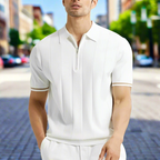 Men’s Classic Polo Shirt – Short Sleeve – Slim Fit – Cotton – Summer Casual Style – Navy Blue – White – Work & Golf Wear – M–XXL
