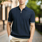 Men’s Classic Polo Shirt – Short Sleeve – Slim Fit – Cotton – Summer Casual Style – Navy Blue – White – Work & Golf Wear – M–XXL
