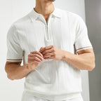 Men’s Classic Polo Shirt – Short Sleeve – Slim Fit – Cotton – Summer Casual Style – Navy Blue – White – Work & Golf Wear – M–XXL