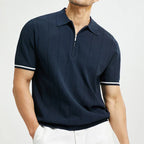 Men’s Classic Polo Shirt – Short Sleeve – Slim Fit – Cotton – Summer Casual Style – Navy Blue – White – Work & Golf Wear – M–XXL