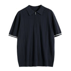 Men’s Classic Polo Shirt – Short Sleeve – Slim Fit – Cotton – Summer Casual Style – Navy Blue – White – Work & Golf Wear – M–XXL