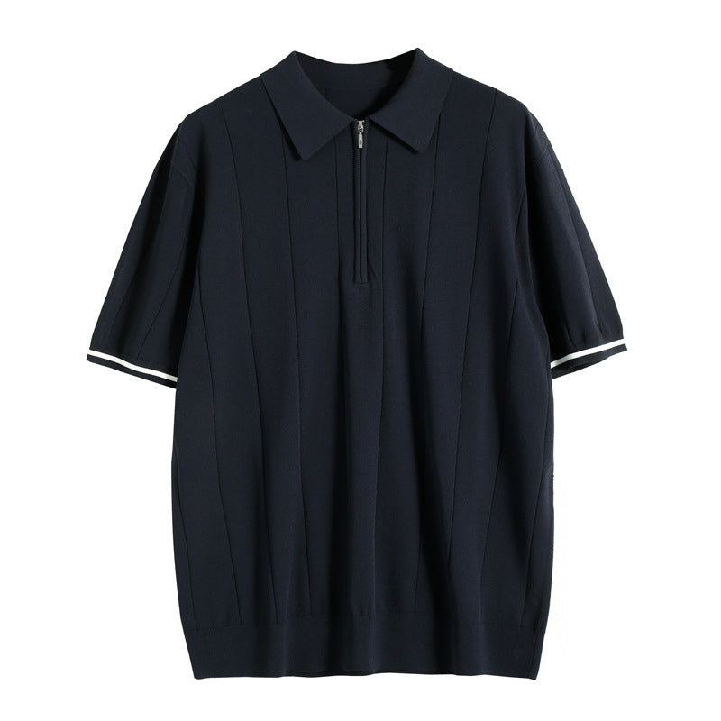 Men’s Classic Polo Shirt – Short Sleeve – Slim Fit – Cotton – Summer Casual Style – Navy Blue – White – Work & Golf Wear – M–XXL